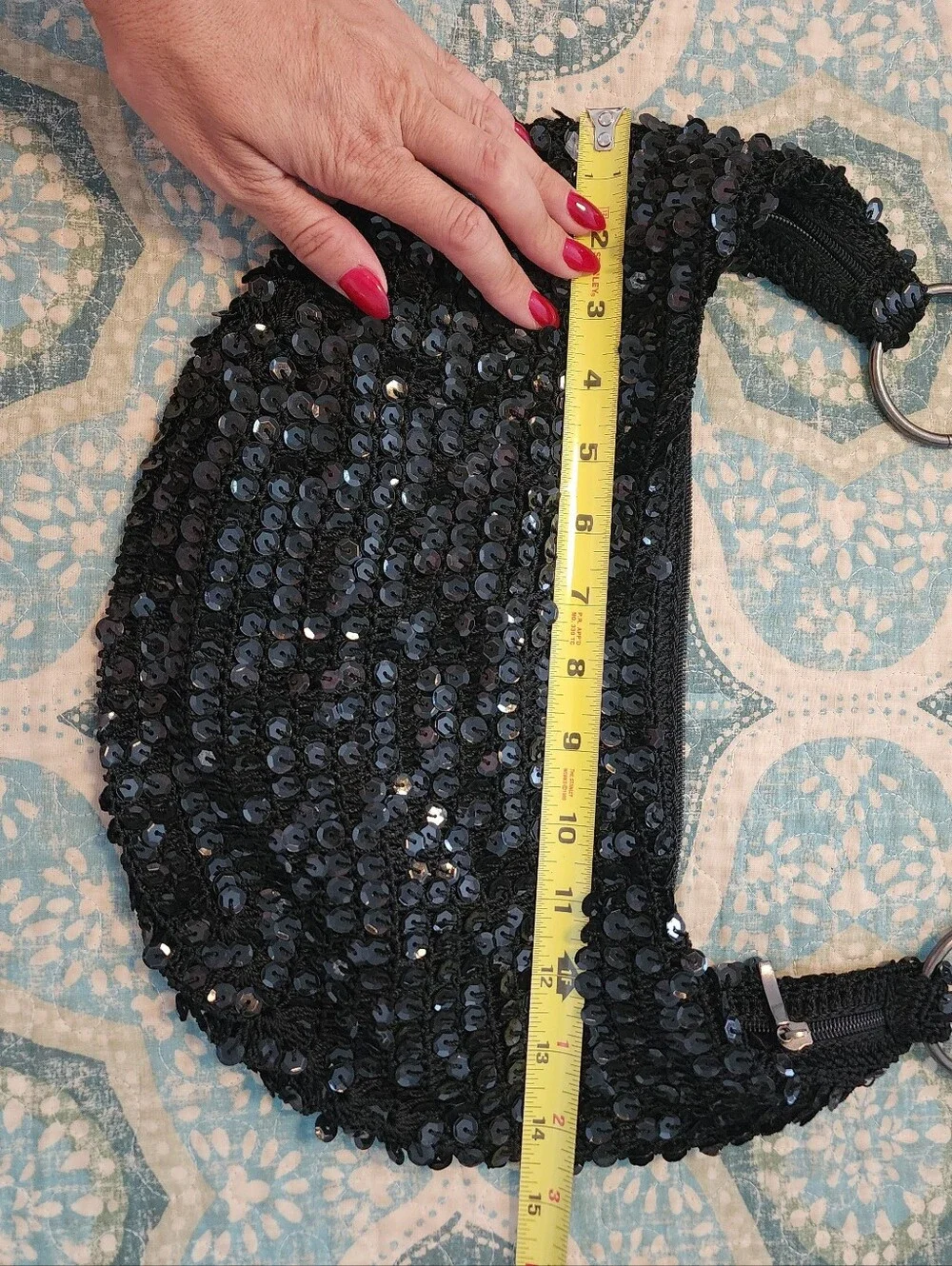 Vintage Bisou Bisou Y2K Black Sequin Hobo Shoulder Bag Handbag Grunge Fairy